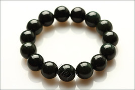Natural dark green jade beads jade beaded charm bracelet - £18.21 GBP