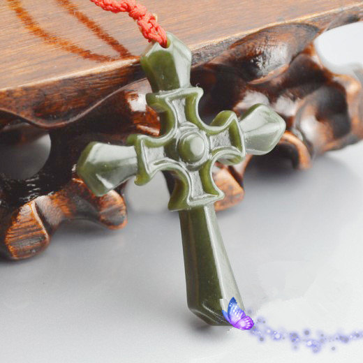 natural handmade exquisite carving the cyan pendant cross pendants the j... - $13.99