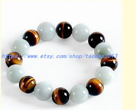 Natural White and yellow jade beaded, natural white beads size 10mm carved round - £15.97 GBP