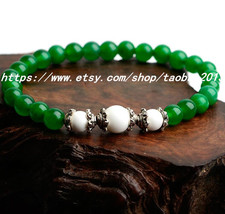 Exquisite bohemian crystal bracelet Tibetan silver Malay jade - £21.58 GBP