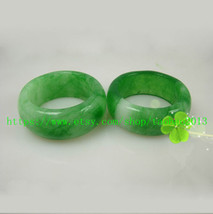 Natural light green jadeite jade, Hand-carved charm Lucky charm rings cu... - $16.99