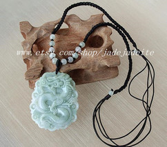 AAA grade natural jade, hand-carved &quot;Chinese Dragon&quot; good luck charm amulet neck - £23.69 GBP