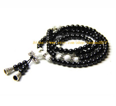 108 Tibetan Buddhist yoga meditation natural black agate rosary beads, Tibetan s - $32.99