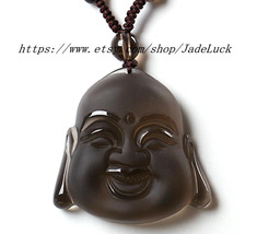 Natural obsidian Yumian Maitreya Buddha pendant - £23.97 GBP