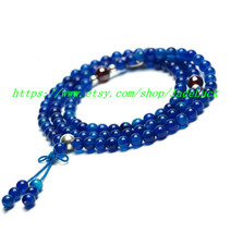 Free shipping -----Rare natural blue agate beads multilayer garnet bracelet 108  - £27.17 GBP