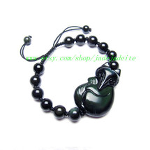 A grade natural black jade, hand-woven charm &quot;fox&quot; generous fashion charm bead b - £16.07 GBP