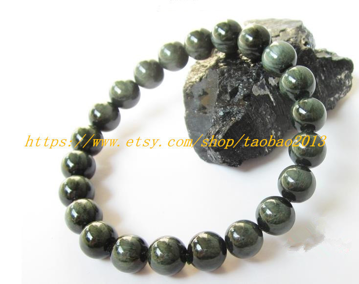 AAA Grade 8 mm, 100% pure natural green hair spar beads, beaded bracelet charm - £30.03 GBP