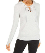 allbrand365 designer Womens Activewear Lace Up Hoodie, Whisper Heather,Small - £33.55 GBP