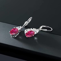 Ruby gemstone huggie dangle earrings, July birthstones, teardrop red gem... - £156.48 GBP