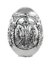 Uovo Faberge Presepe Resurrezione Crocifissione 4 Lati Argento Sterling ... - $573.12