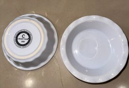 Crofton 2pc Mini Pie Quiche Dish Stoneware Oven Safe White Fluted Scalloped - $22.75
