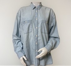 Gap The BIG Shirt Womens L Tall Light Indigo Cotton Chambray Western But... - $375.40 MXN