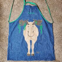 Vintage Kitchen Cooking Apron Full Moose From Maine Blue Jean Material - $11.00