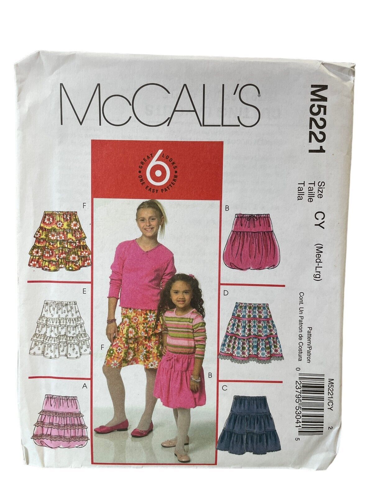 McCalls Sewing Pattern 5221 Skirt Girls Size M-L - $9.74