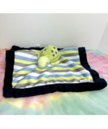 Carters Turtle Baby Security Blanket Lovey Stripes Green Blue White Gray - $12.86