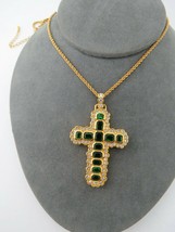 Camrose &amp; Kross Jacqueline Kennedy JBK Emerald Swarovski Crystal Cross Necklace - £75.93 GBP