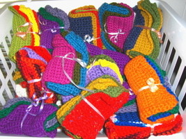 Crochet Dish Wash Cloths Handmade Set Of 3 Acrylic Yarn - £9.55 GBP