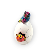 Hatched Egg Pottery Bird Blue Owl Pink Parrot Mexico Hand Painted Signed... - £11.61 GBP