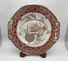 c.1880s Antique Copeland Spode CAIRO Brown Transferware Cake Plate - £46.90 GBP