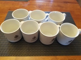 Gevalia Set of 7 White Coffee Cups Gold Lettering Rim Handle . All Perfect - $651.32 MXN