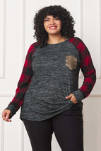 Women&#39;s Plus Size Checkered Sequin Pocket Tunic Shirt - £32.23 GBP