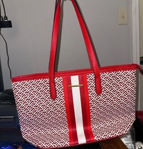 OSFM Red Striped Geometric Leather Purse - $23.74