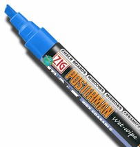 Metallic BLUE Liquid CHALK Marker Pen 6 mm Chisel TiP Wet Wipe ZIG POSTE... - $32.03