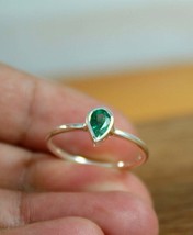 Natural Certified 3Ct Green Emerald 14K White Gold Plated Silver Ring for woman - £35.99 GBP+