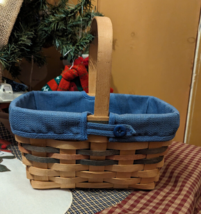 Longaberger Vintage 1991 Heartland Large Chore Basket Green Weave, Handl... - $24.14