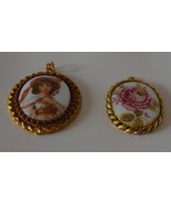 Jewelry-SKU#38/Pendants For Necklace-Vintage-Pink Rose Design And Woman ... - $18.00