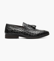 Stacy Adams Franz Moc Toe Tassel Slip On Shoes Croco Leather Black 25624-001 image 3