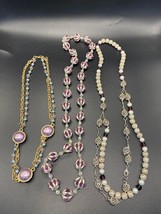 Vintage - Purple - Beaded - Glass Beads- Filigree Beads - Faux Pearls - Necklace - £14.37 GBP