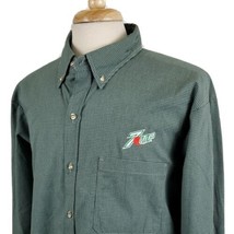 Seven Up Uniform Shirt Long Sleeve Button Down  XL 18-18.5 Green Promo S... - £14.88 GBP