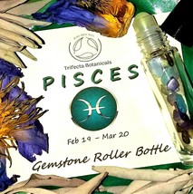 PISCES Zodiac Roller Bottle Crystal Set for Essential Oil Astrology Wicc... - £8.16 GBP