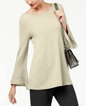 Alfani Womens Casual Beige Tan Long Bell Sleeve Knit Pullover Sweater To... - £22.82 GBP