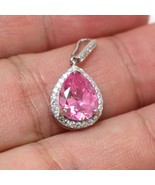 Pink Cubic Zirconia Necklace 925 Sterling Silver Topaz Gemstones Necklace - £21.62 GBP