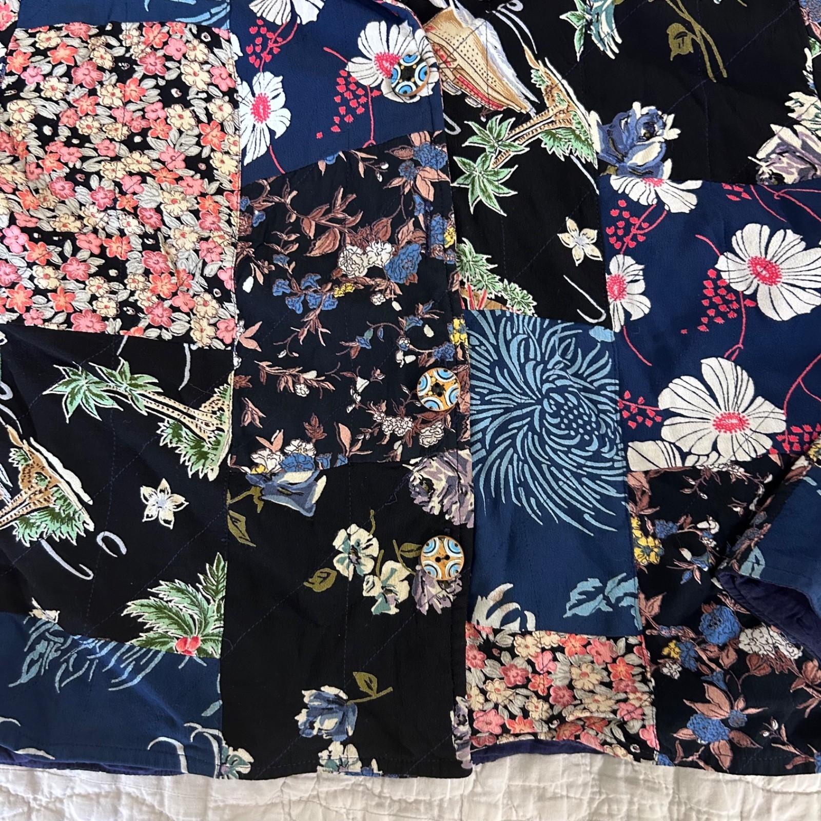 Floral Tapestry Patchwork Jacket Lined Quilted Boxy Fit Cottagecore Medium Item image 2