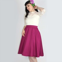 Vintage Inspired Circle Skirt, Flowy Fuchsia Circle Skirt With Pockets - £31.41 GBP
