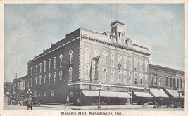 Kendalsville Indiana~Masonic HALL-STOREFRONTS~1924 Postcard - £6.38 GBP