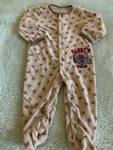Carters Boys Brown DADDY’S TEAM Football Terry Long Sleeve Pajamas 9 Months - $5.39