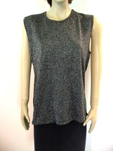 NEW Susan Graver Black Metallic Sleeveless Knit Shell Tank Top Sweater L - $19.00