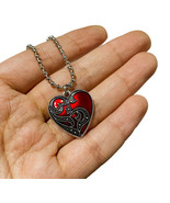 Gothic Victorian Red Heart Necklace Blood Rose Valentine Heart Pendant - $13.86 CAD