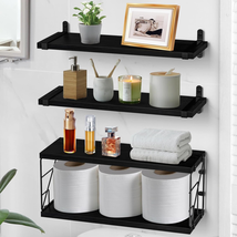 Bathroom Shelves over Toilet Floating Shelves for Wall Rustic with Toile... - £29.40 GBP