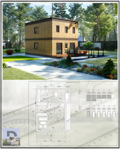 Modern 4-Frame Cabin Architectural Plans - Custom 4KR Cottage - £31.97 GBP