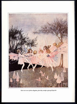 7 Dancing Fairies By Outhwaite 1980s Vintage Full Color Art Book Print Excellent - $24.99