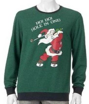 Mens Sweatshirt Ugly Christmas Big &amp; Tall Green Santa Golf Long Sleeve C... - £21.87 GBP