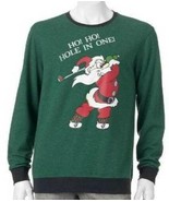 Mens Sweatshirt Ugly Christmas Big &amp; Tall Green Santa Golf Long Sleeve C... - £21.83 GBP