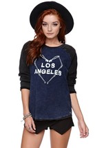 Kenall &amp; Kylie Baseball Rolled Sleeve Tee T Shirt Los Angeles  Blue Bones Heart - £18.00 GBP