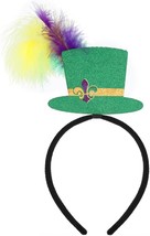 Mardi Gras Headbands Feather Hairbands Purple Green Yellow Head Bopper Carnival  - £18.79 GBP