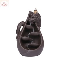 Purple sand Chinese Dragon backflow incense burner home decoration - £33.61 GBP